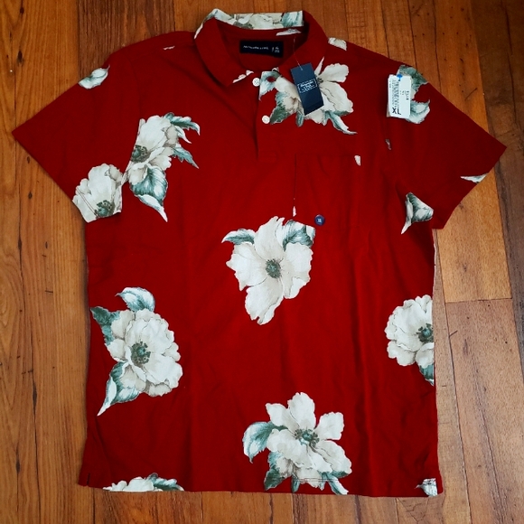 Nwt Abercrombie & Fitch Mens Floral‎ Polo - Picture 1 of 2